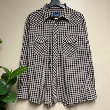 Vintage 90s Wrangler Western Plaid Pearl Snap Shirt Mens Large 75204PP
