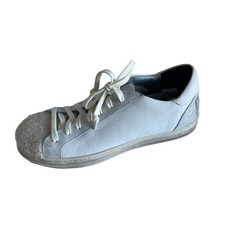 P448 John Lama White Furry Toe Sneakers, Size 38 US 8 WORN ONCE