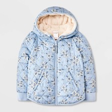Toddler Girls' Floral Cozy Quilted Reversible Puffer Jacket - Cat  Jack