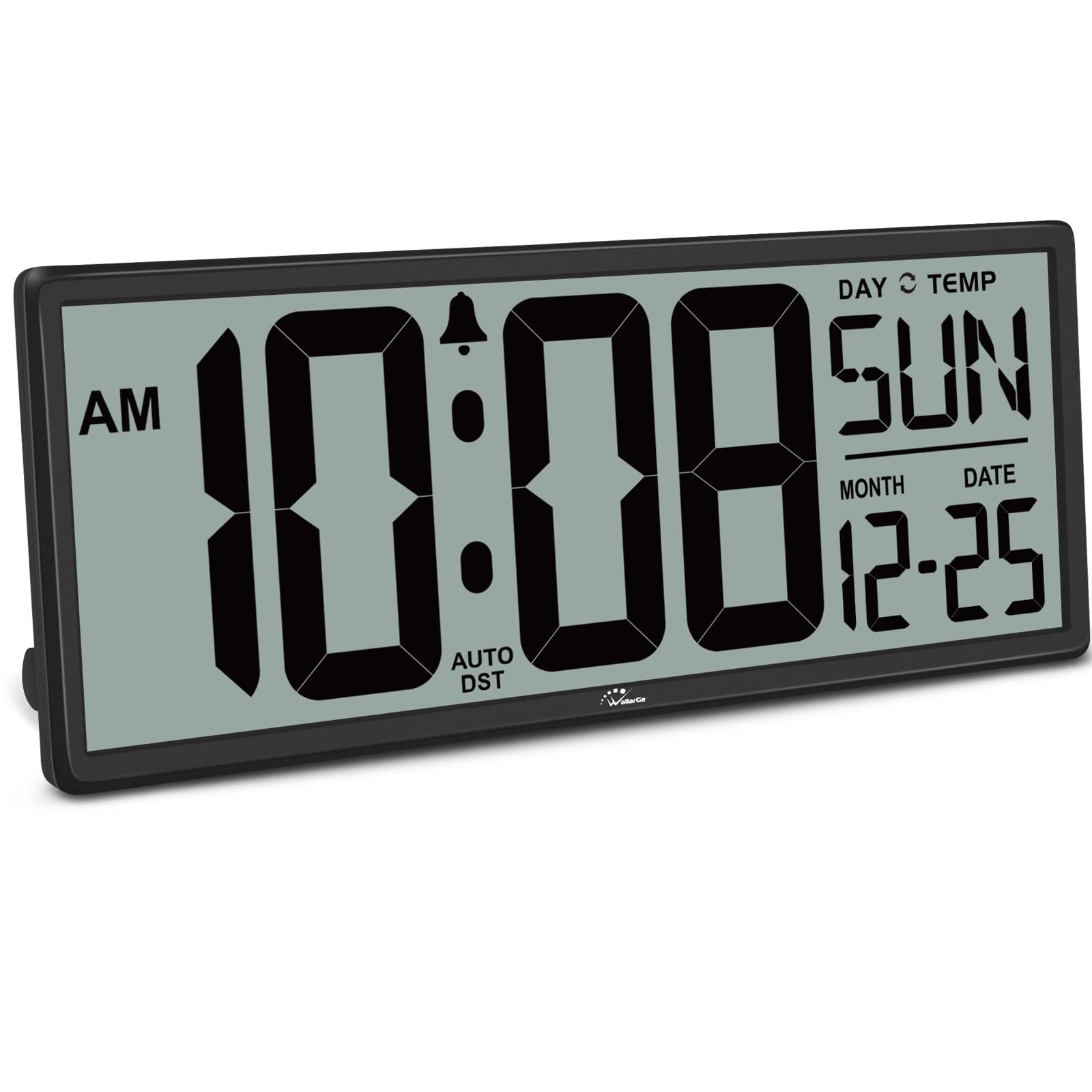 WallarGe 14.5'' Large Digital Wall Clock Battery Operated wi