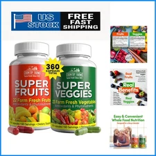 Powerful Antioxidant Supplement - 180 Fruit & Veggie Capsules for Immune Support