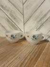 VTG 1950’s Federal Glass Set of 2 Atomic Flower Milk Glass Tea Cups 3.5x2.5"