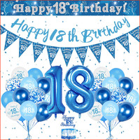 Luftballon 18. Geburtstag Blau 32 Zoll Zahlen Deko Happy Birthday Junge