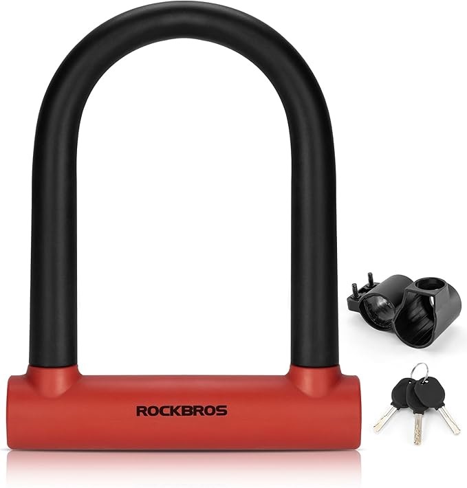 ROCKBROS Bike U Lock,Heavy Duty Anti Theft Bicycle Lock 22mm Shackle with Keys