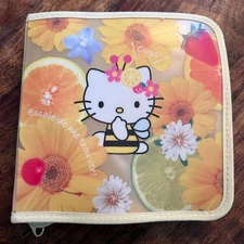 Hello Kitty Bee Floral Fruit Vintage 2003 CD Case Zipper Closure
