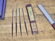 Glardon Swiss Files 2-1/2" Triangle Knife Round Handle Needle Files Box Of 4