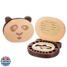 AhfuLife Baby Tooth Keepsake Fairy Box Holder with Lanugo Bottle, Wooden Pand