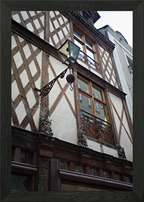 Fachwerkhaus mit Laterne gerahmt Wandbild Poster Leinwanddruck Bild