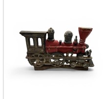 Vintage Cast Iron Train Locomotive / Engine Cast Iron Red/black
