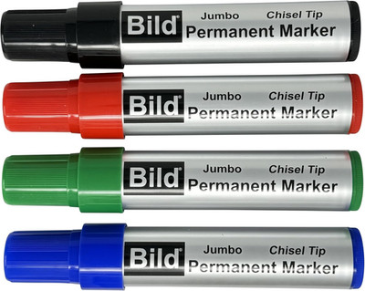 Bild Jumbo Permanent Markers, Chisel Tip, 4 Colors - Black, Red, Green, Blue - W