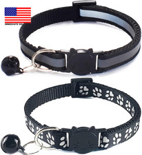 2 Pack Reflective Cat Collar Breakaway with Bells, Girl Boy Cat Collar Adjustabl