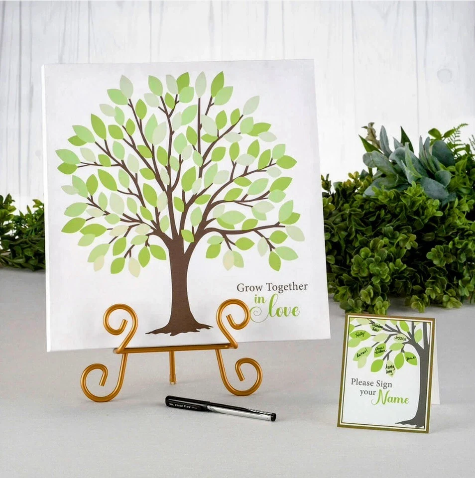 Свадебное дерево гостевая книга альтернативная подпись дерево с зелеными листьями и палатка карта - Изображение 4 из 4