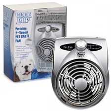 Cool Pup Crate Fan   2-Speed Pet Cooling Fan with Thermometer, Silver