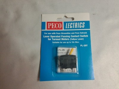 Peco PL-26Y Lever Operated Passing Contact Switch Yellow Turnout Motor Control