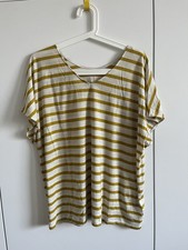 Icebreaker Streifenshirt Weiß/Mustard Merino Relaxed Fit -Drayden Gr XL