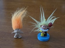 2 Troll Dolls 1989 DAM Pencil Topper Orange Hair  Clown W/ Balloon Stamp