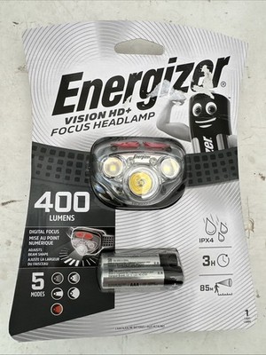 Neu Energizer Vision HD+ Focus Stirnlampe Headlight 400 Lumen LED 3 Max Batterien
