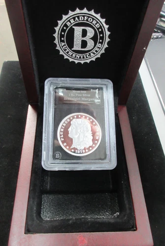 1879 Bradford Exchange 1 Oz. .999 Silver Schoolgirl Morgan Proof With Wood Box