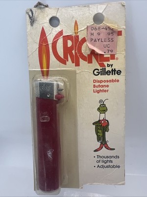 Sealed Vintage CRICKET By GILLETTE Disposable Butane Lighter Red 1978