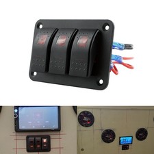3 Gang Marine Toggle Rocker Switch Control Panel Boat Car Waterproof LED 12-24V