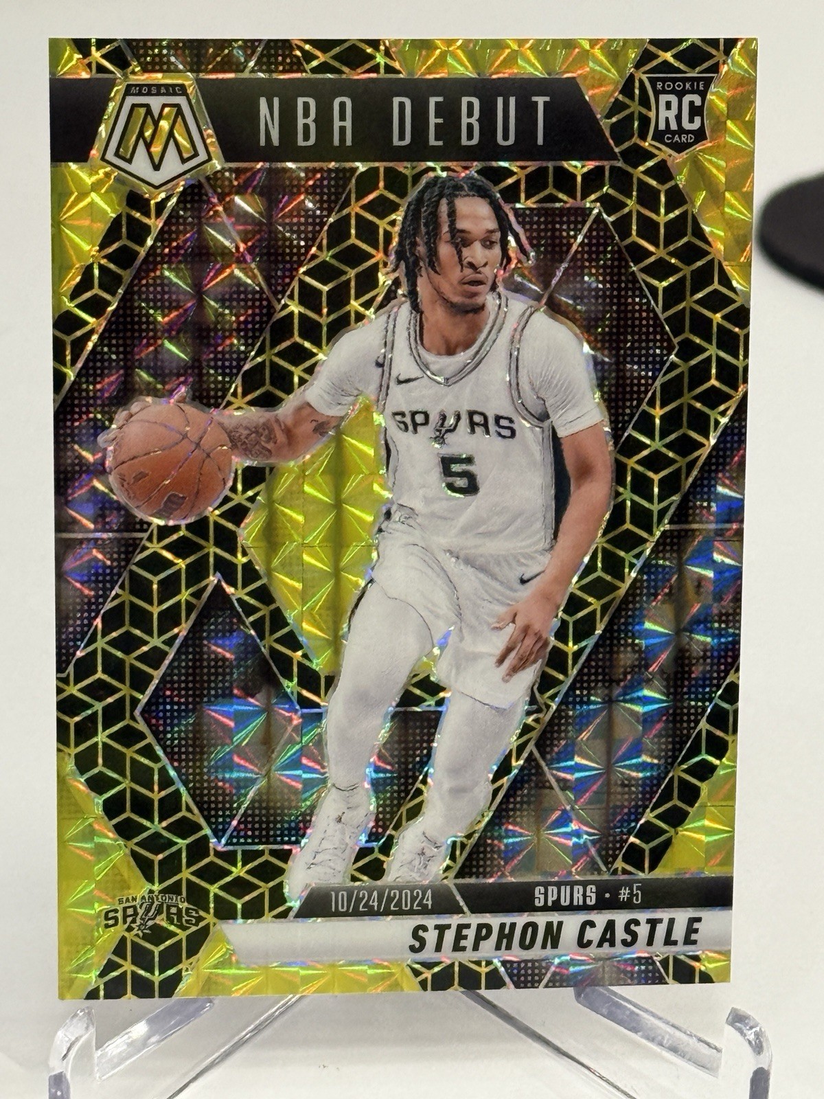 2024-25 Mosaic Stephon Castle Spectris Gold FOTL /10 RC Rookie Spurs