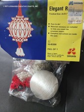 Vtg Lee Wards Elegant Ruby Satin ball sequin pin Christmas orn kit opend 3x5 1/2