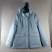 Tommy Hilfiger Women s Medium Hooded Puffer Jacket Light Blue Quilted Lt Weight