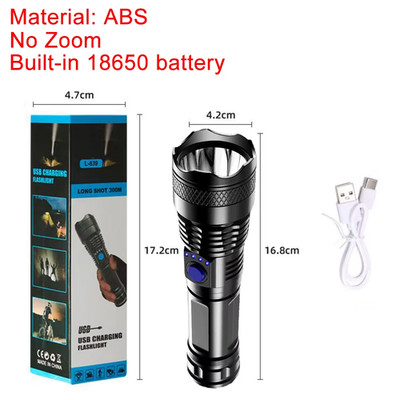 Super Bright Powerful Flashlight XHP50 26650 Rechargeable High Lumen Zoom Torch