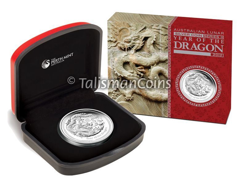 Australia 2012 Year of Dragon Chinese Lunar $1 Oz Pure Silver