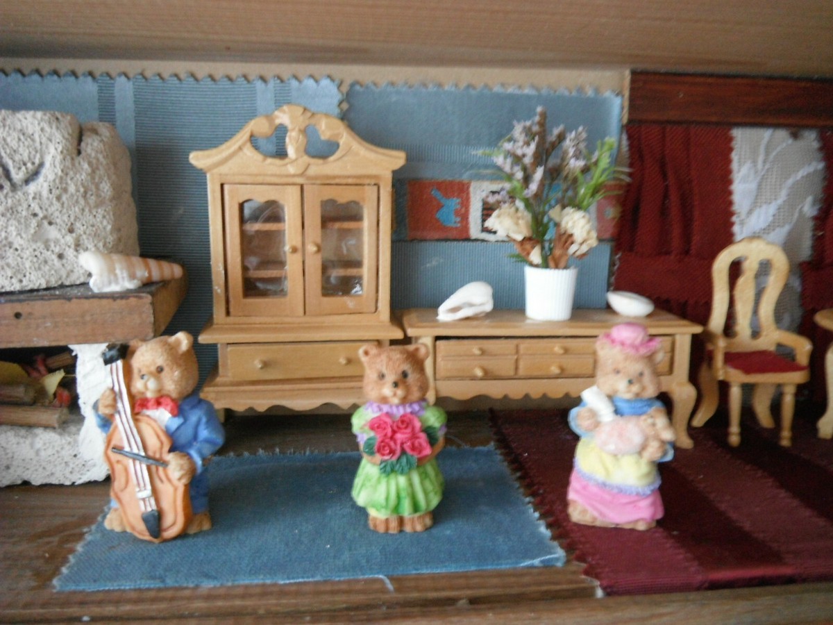 Ours En Peluche Blanc Et Ourson Brun - Échelle 1/12 Pour Maison De Poupée Ou Vitrine - Occasion Mais état NEUF
