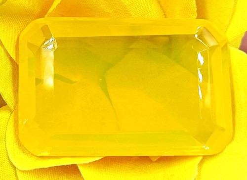 PRECIOUS PIECE YELLOW OPAL CERTIFIED 183 CT EMERALD CUT UNTREATED LOOSE GEMSTONE - Picture 10 of 13