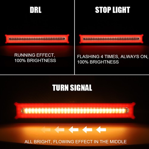 2x 9" Red/Amber LED Truck Trailer Stop Tail Brake Lights Flowing Turn Signal DRL - Picture 13 of 14