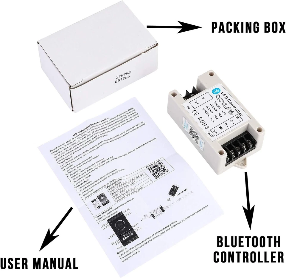 Bluetooth Controller RGB/RGBW APP Control For 3528 5050 RGB LED Strip Lights - Image 4 of 4