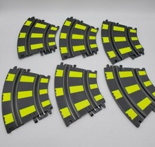 Vintage ARTIN 1/43 Slot Car Track 2 Lane Curve Track 6 PIECES Yellow Lined
