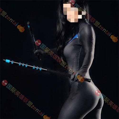 Women Nightwing Costume Superhero Cosplay Jumpsuit Halloween Zentai - Picture 4 of 6