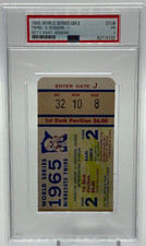 10/7 1965 World Series Game 2 Sandy Koufax Dodgers Minnesota Twins Ticket PSA