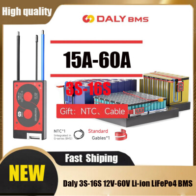 Daly BMS 3S-16S 12V 24V 36V 48V 60V Li-ion LiFePo4 Common Port w/Balance&NTC Lot