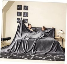Oversized King Fleece Blanket 120x120 inches, Soft Cozy 120"x120" Dark Grey