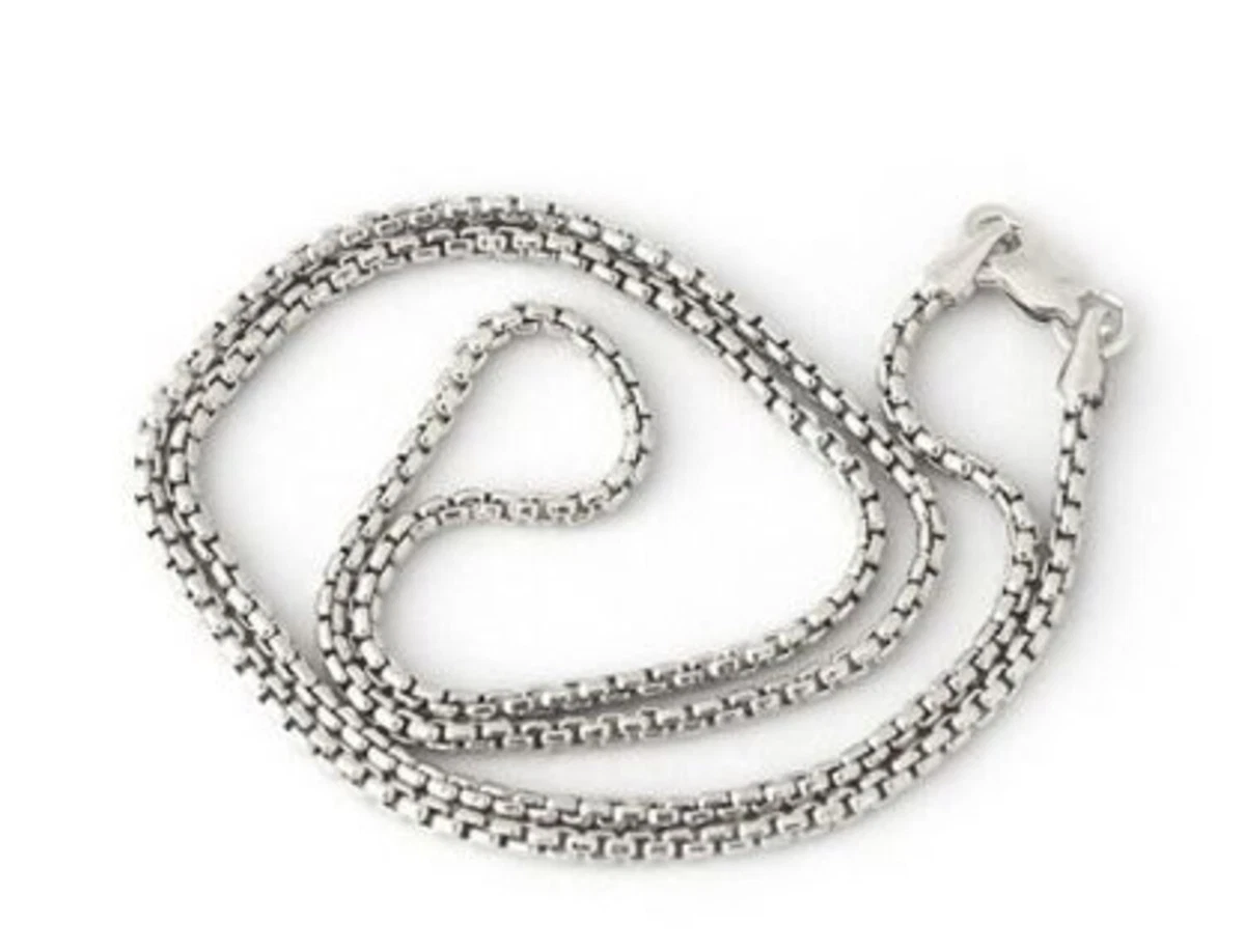 14kt White Gold Shiny Round Box Chain with Lobster Clasp 1.7 mm