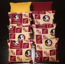 ALL Weather Cornhole Bean Bags made w FLORIDA STATE University SEMINOLES fabric