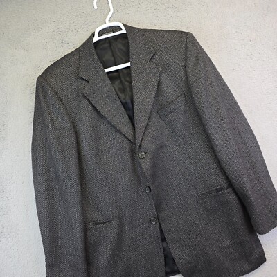 Stafford Sport Coat Mens 46 Wool Cashmere Herringbone Tweed Blazer Suit Jacket