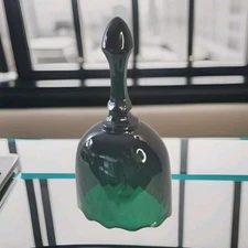 Vintage Fenton Green Oval Faceted 6.25" Glass Bell USA MCM 