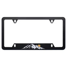 1x For Jeep Mountains Raised BLack Car License Plate Tag Frame Metal Covers