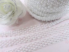 21 yards Pearl Bead Ribbon Roll/13mm Pearly Garland/Craft/Plastic/Trim R68-B