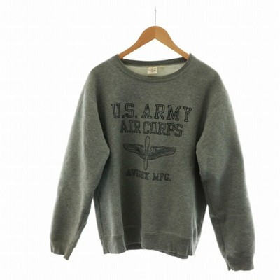 Avirex Sweat Trainer Long Sleeve Print Fleece Logo L Gray 6113478 Used c2b1c12e1