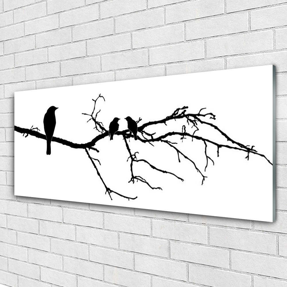 Impression sur verre 125x50 et tableaux muraux design nature oiseaux branche
