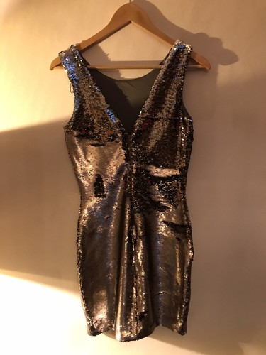 Miss Selfridge, Sequin Mini Dress, Silver, Size 8, used once, great condition! - Picture 3 of 4