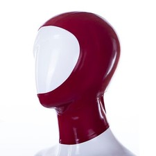 Red Latex Hood Open Face Rubber Mask Back Zipper for Catsuit Clubwear Fetish