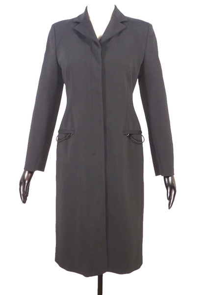 Prada Women's Black Acetate Tailored Soft Shell Raincoat Coat Size 44