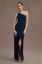 SPECIAL OCCASION DRESS 8 CHLOE NAVY BLUE BHLDN GEORGETTE ONE SHOULDER NWT $220